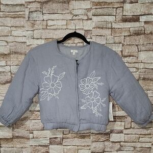 Tahari Girl Floral Embroidered Light Purple Jacket Brand New